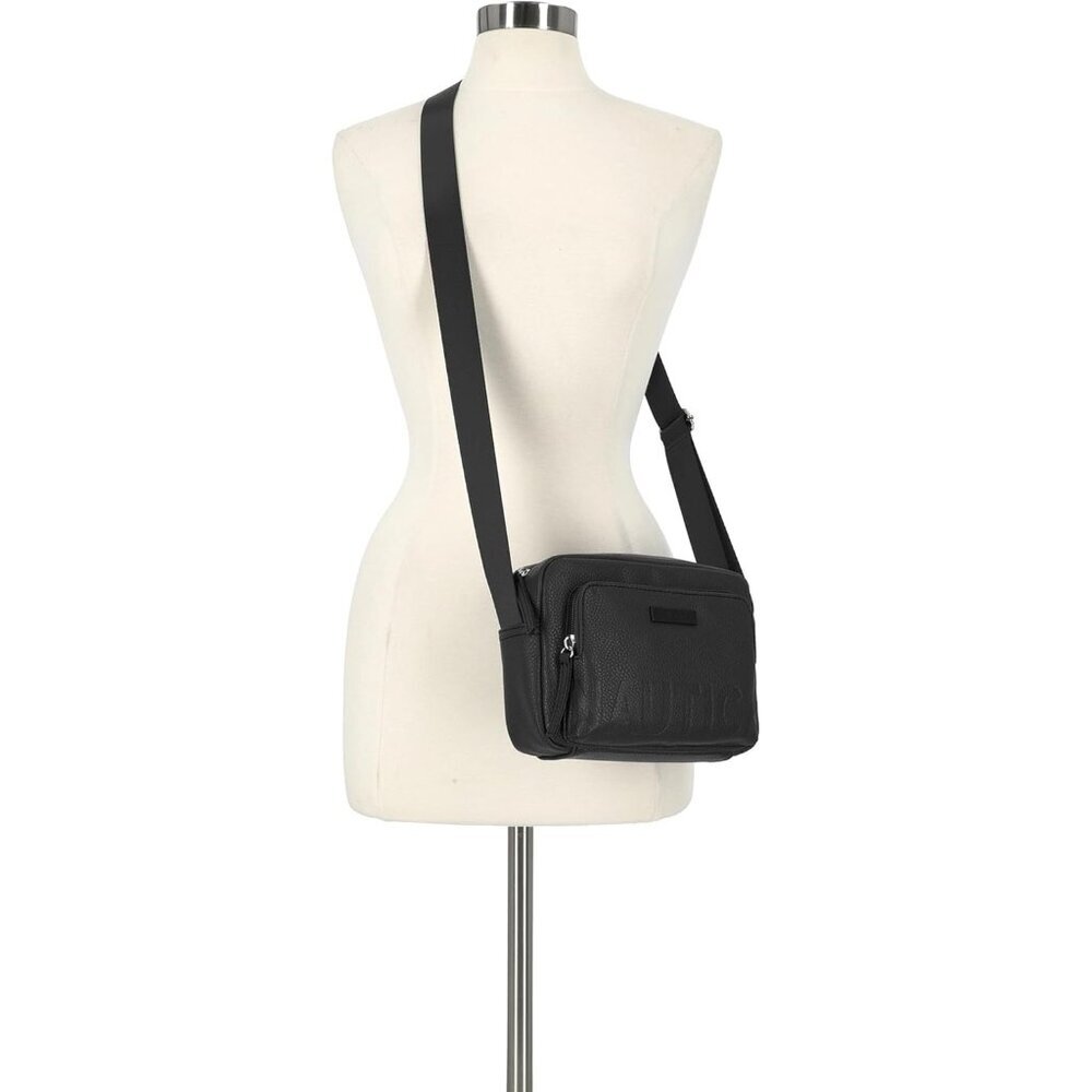 Women's Black Out and About Adjustable PU Leather Crossbody Bag Purse - Picture 5 of 5